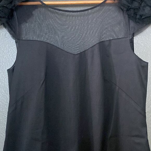 Pearl GEORGINA CHAPMAN of MARCHESA Black Grosgrain Dress Tulle Flowers - Picture 14 of 15